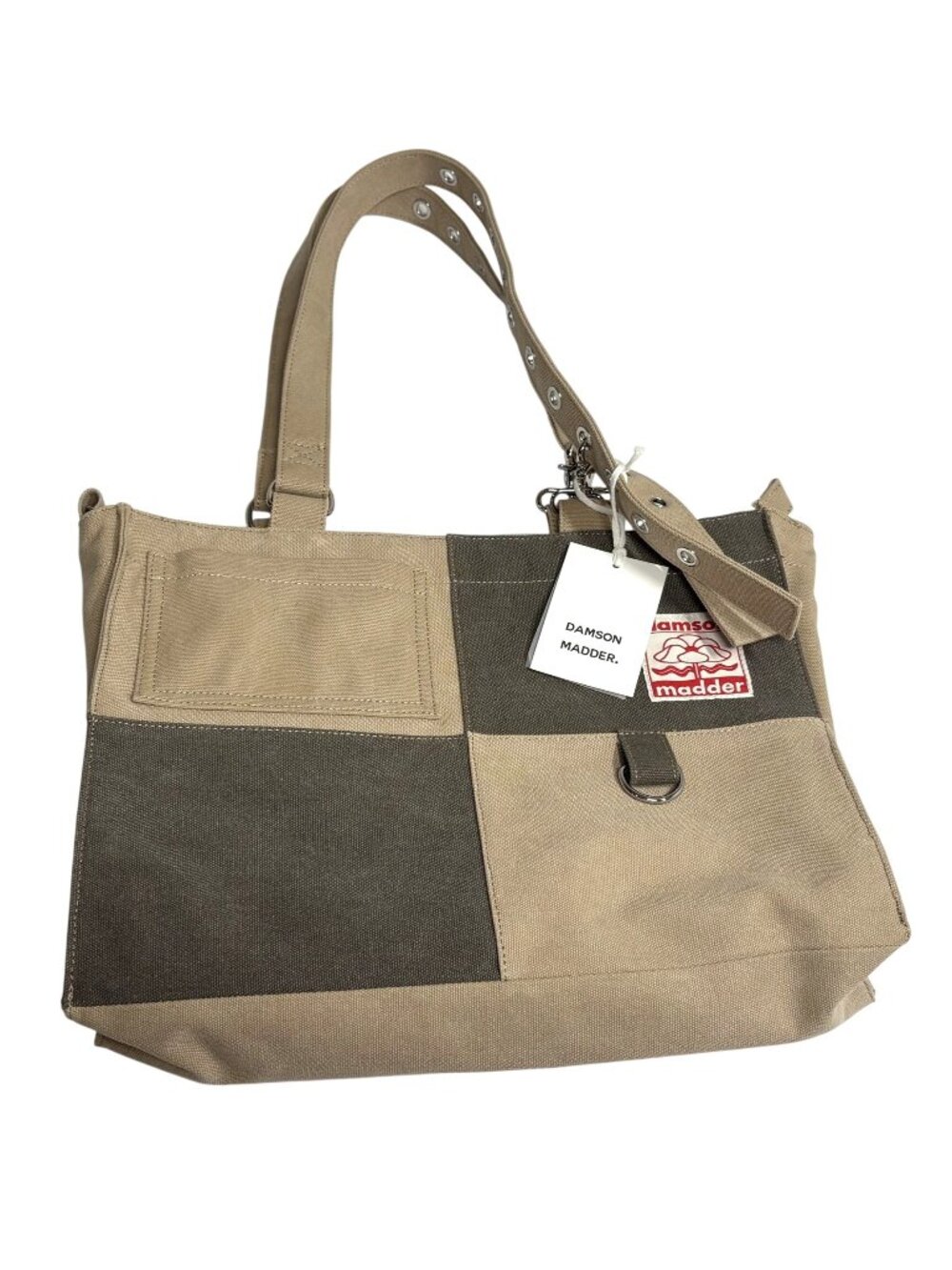 Damson Madder Veda Canvas Blocked Bag in Olive & Sand
